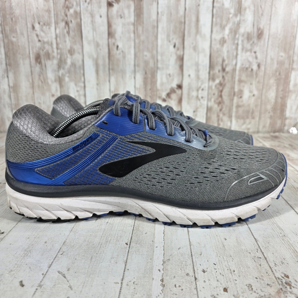 Brooks Adrenaline GTS 18 Mens Grey Blue Running Shoes 1102711D015 Size 12.5